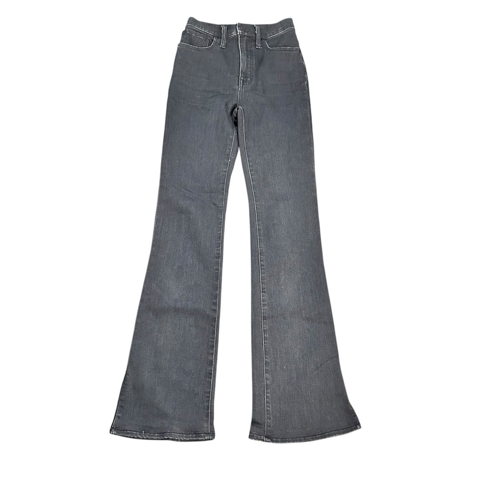 Madewell Jeans Womens 24 Black Denim Roadtripper Skinny Flare Slit Hem